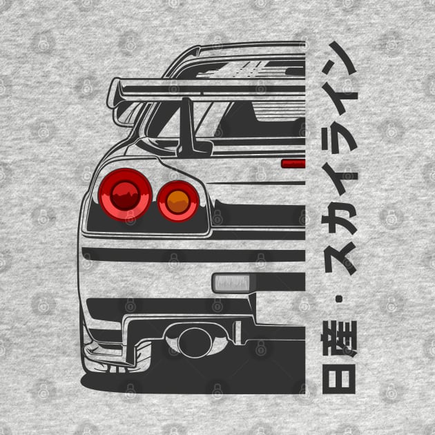 Nissan Skyline GTR R34 Line Art Illustration by idrdesign